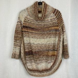 Ponsesa Women’s Cowl Neck Earth Tones Striped Sweater sz Medium